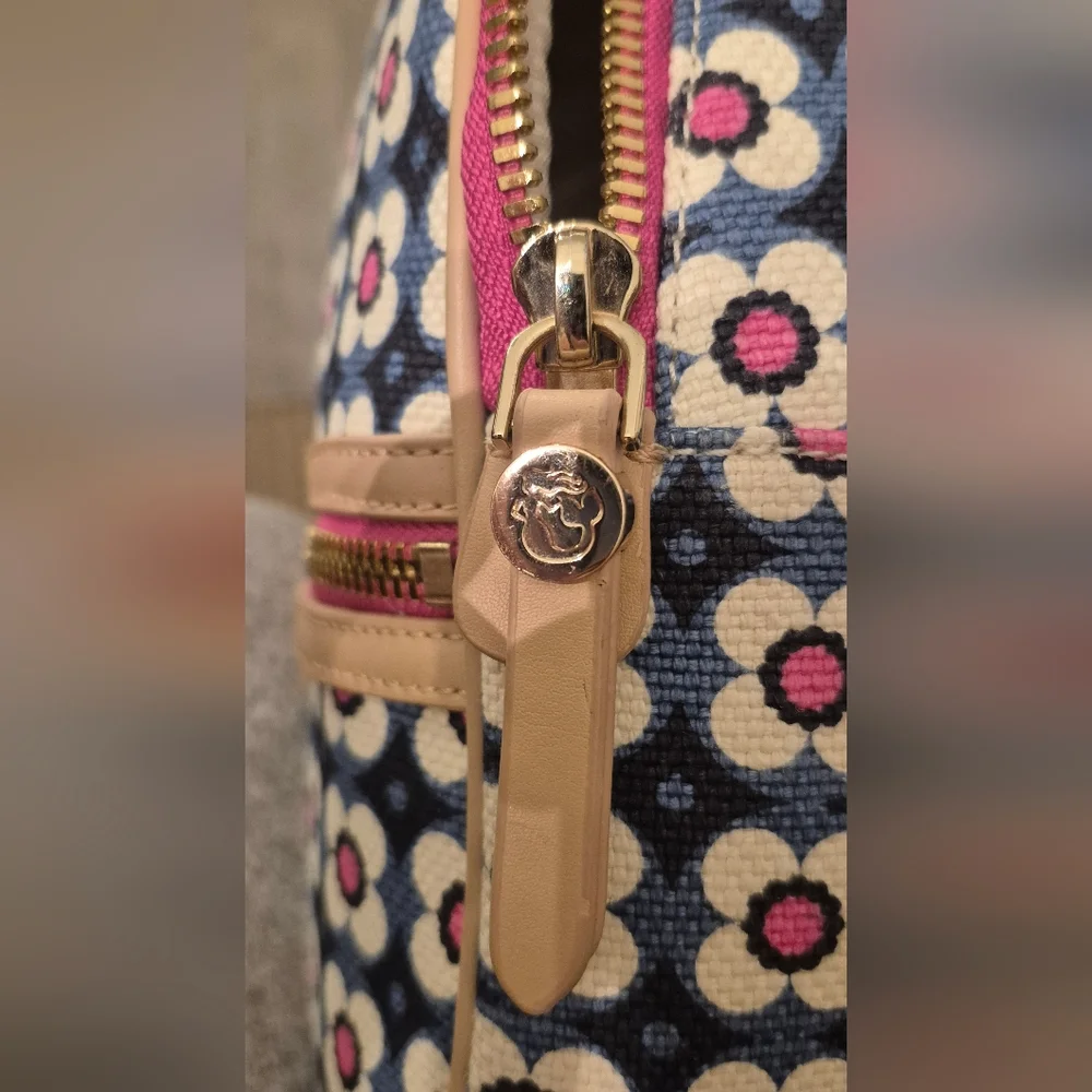 Spartina 449 Women's Blue Floral Linen & Leather Mini Backpack